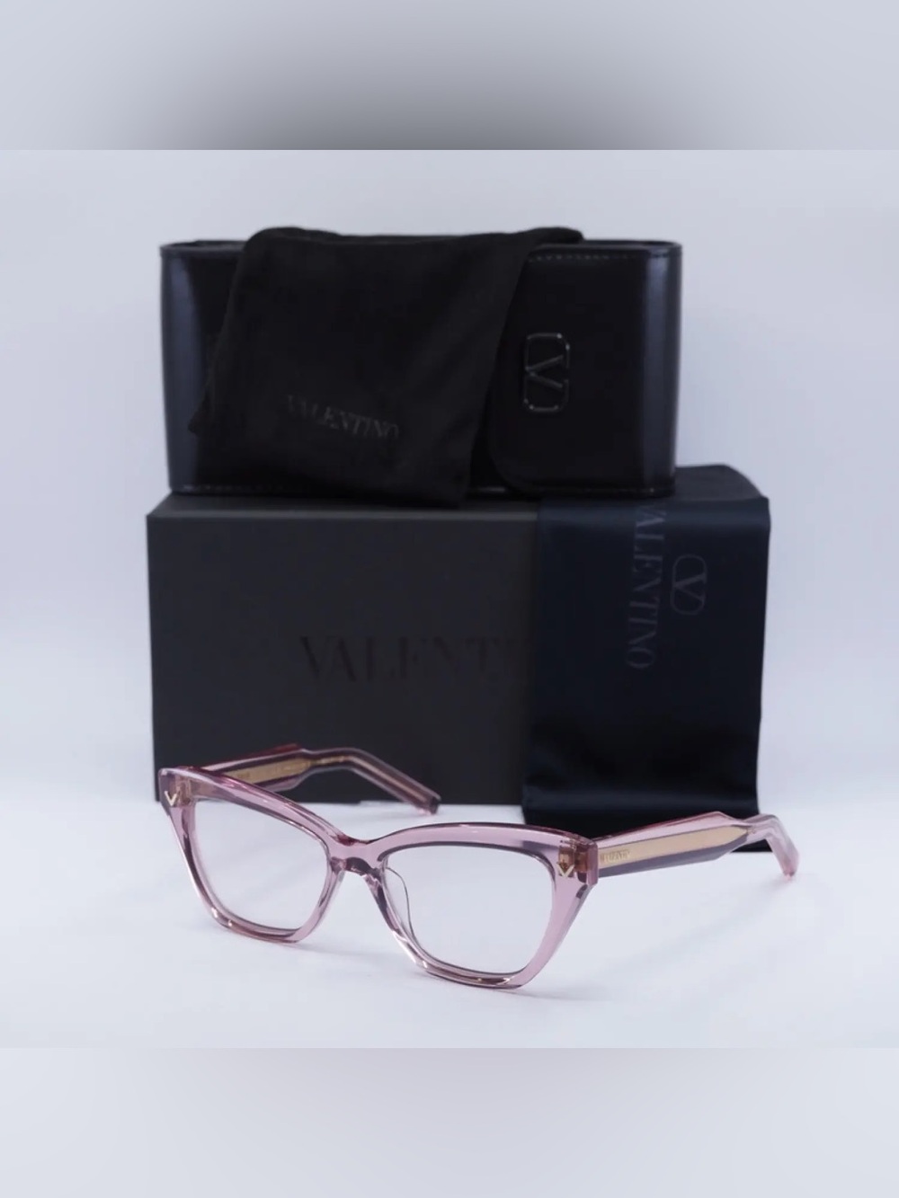 New Valentino Eyeglasses V-TALE VLX-140C Transparent Pink 53mm NWT - Picture 3 of 4